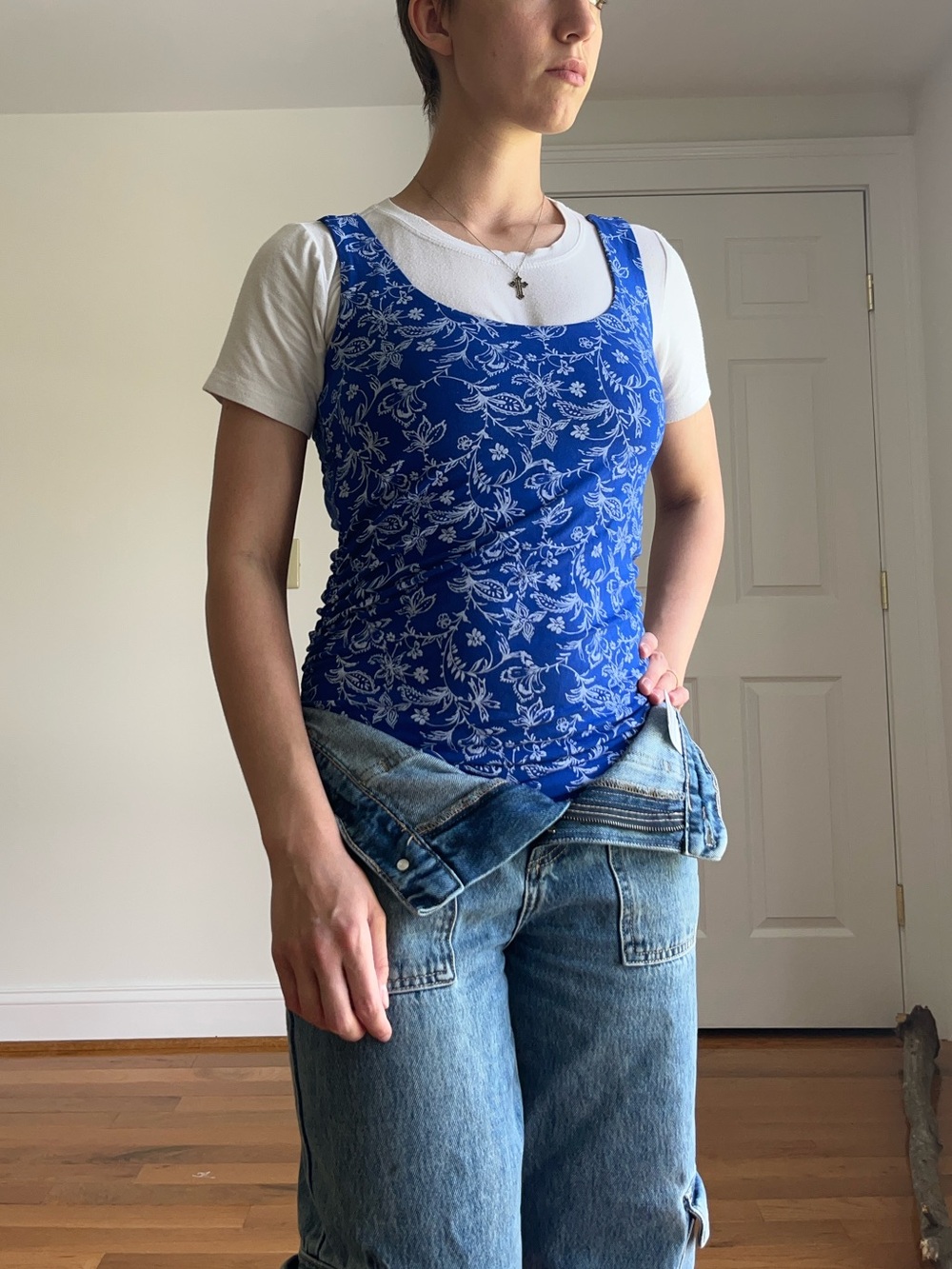 Isabella Oliver Royal Blue Floral Maternity Scoop Neck Tank